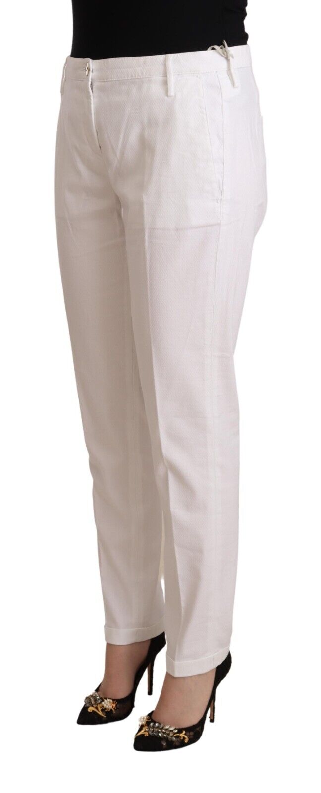 Jacob Cohen White Mid Waist Tapered Birgitte Pants - Fizigo