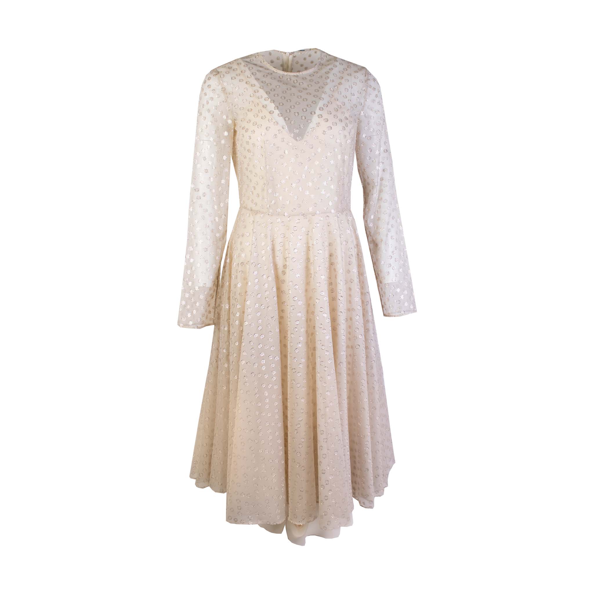 Lardini Ivory Embellished Tulle Dress - Fizigo