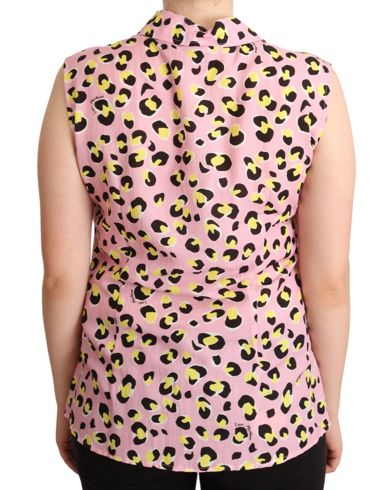 Love Moschino Pink Leopard Print Sleeveless Collared Polo Top - Fizigo