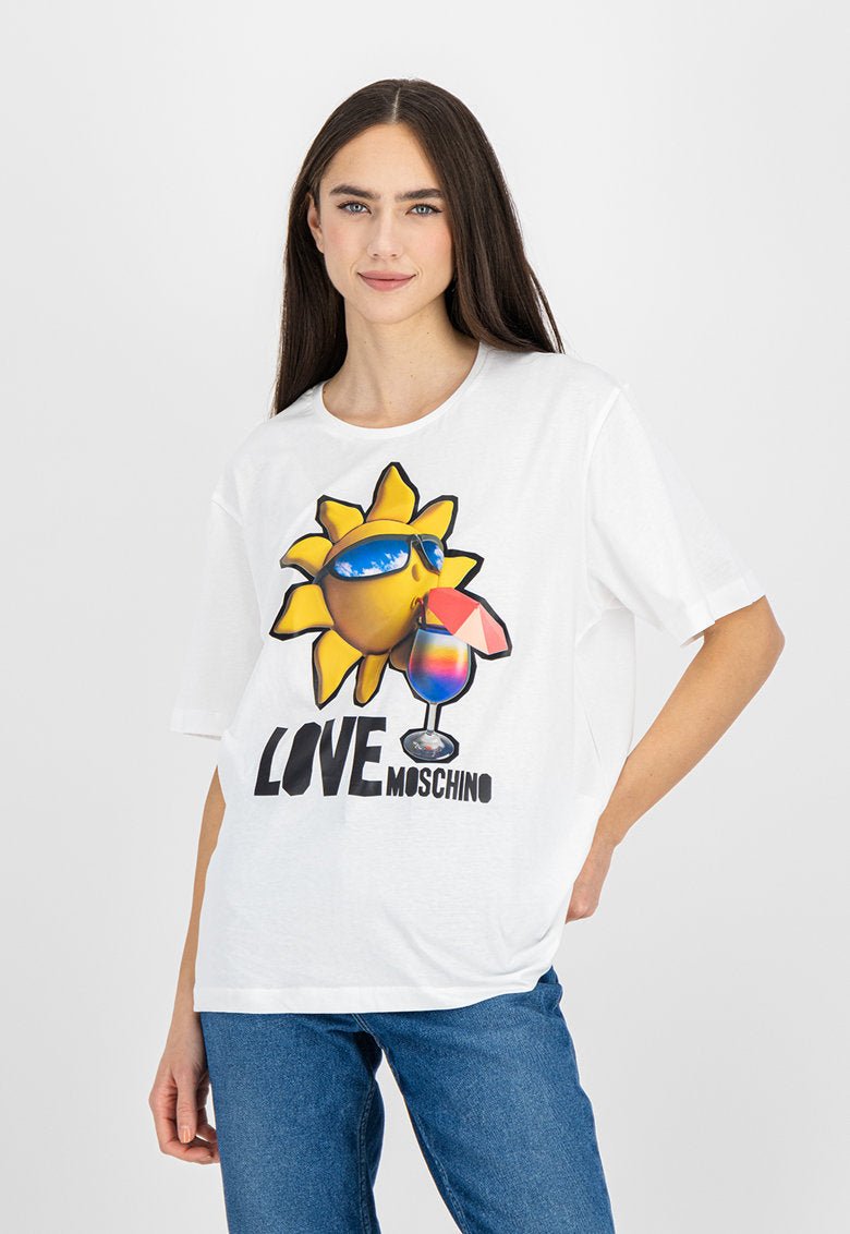 Love Moschino White Cotton Tops & T-Shirt - Fizigo