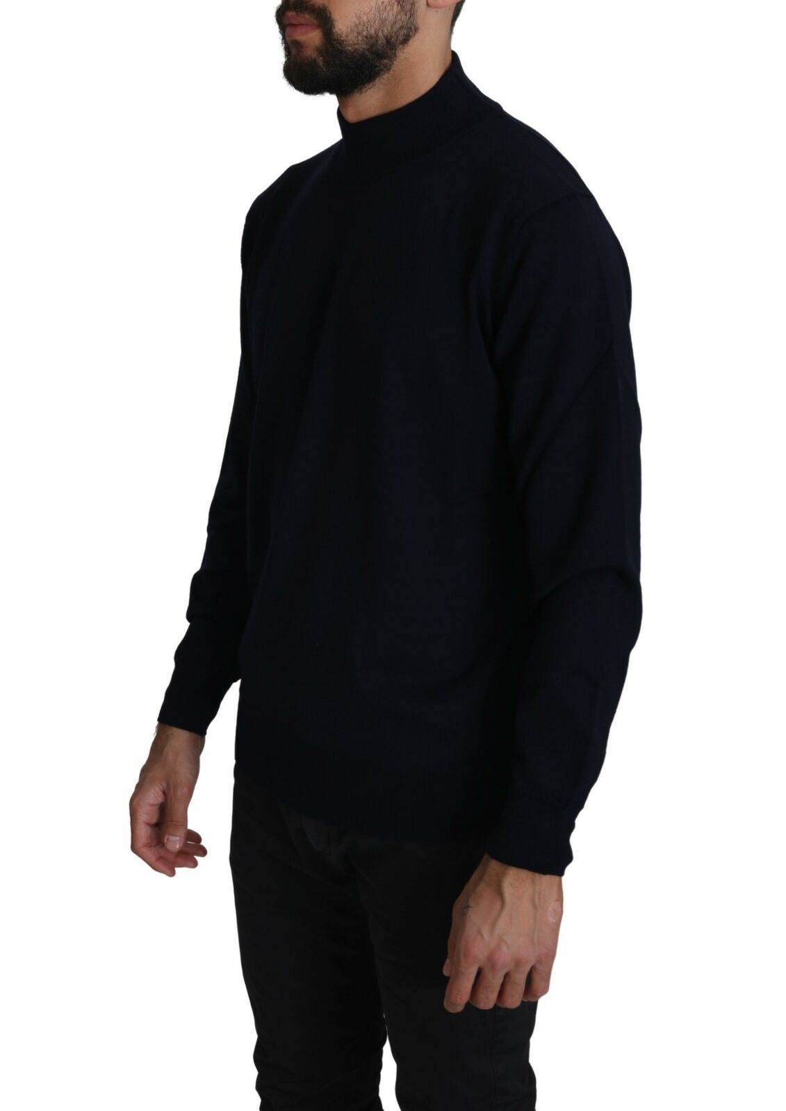 MILA SCHÖN Dark Blue Crewneck Pullover 100% Wool Sweater - Fizigo