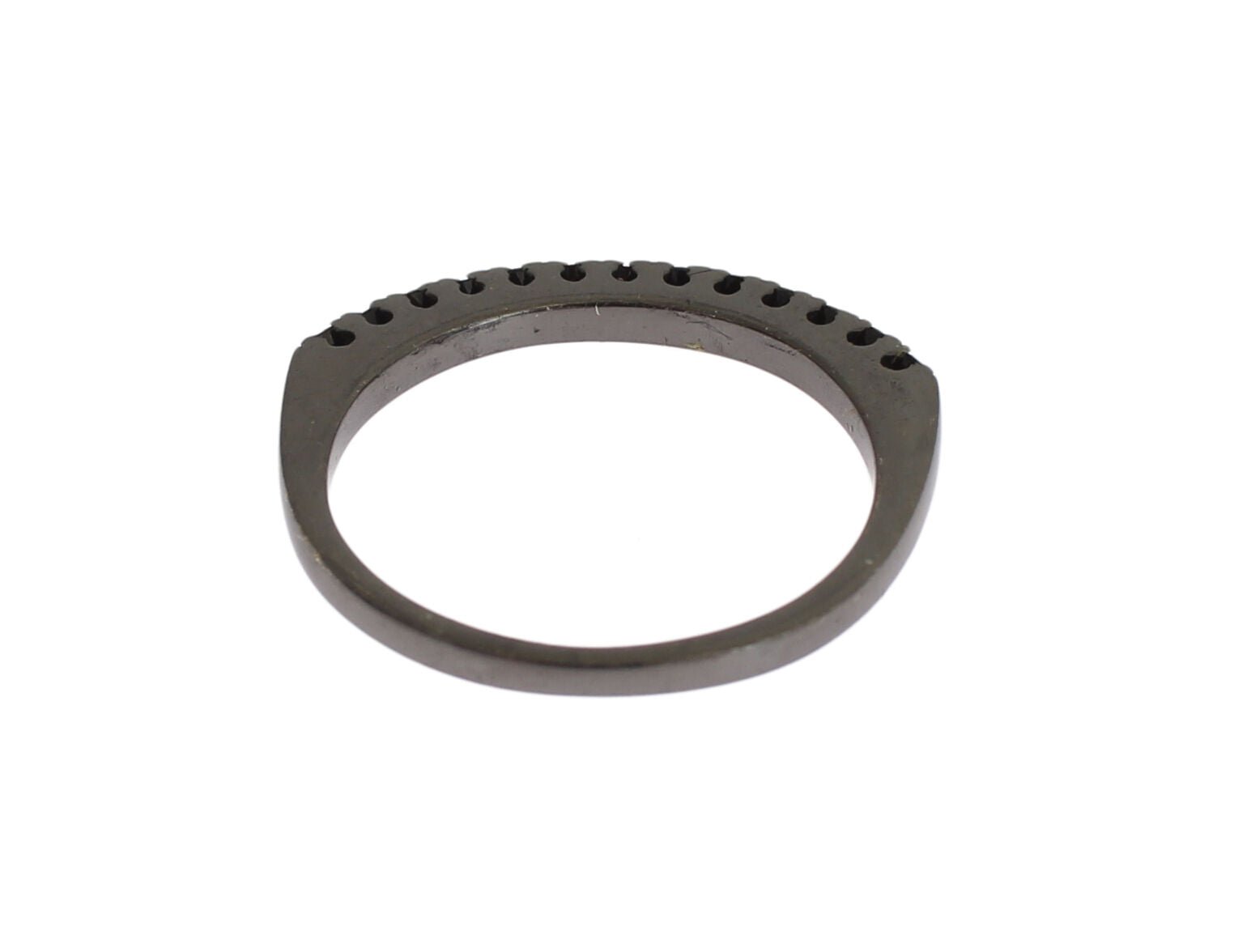 Nialaya Black CZ Rhodium 925 Silver Womens Ring - Fizigo