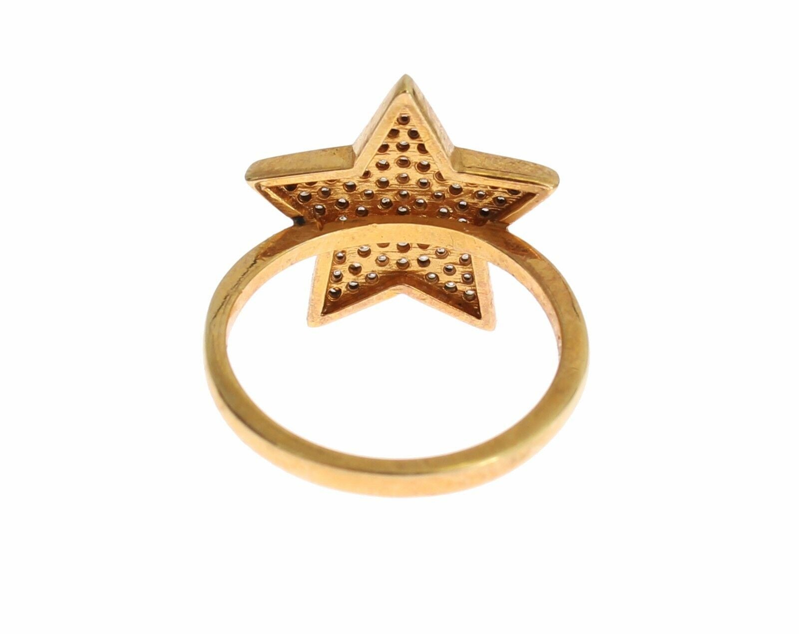 Nialaya Star Gold 925 Silver Womens Clear Ring - Fizigo