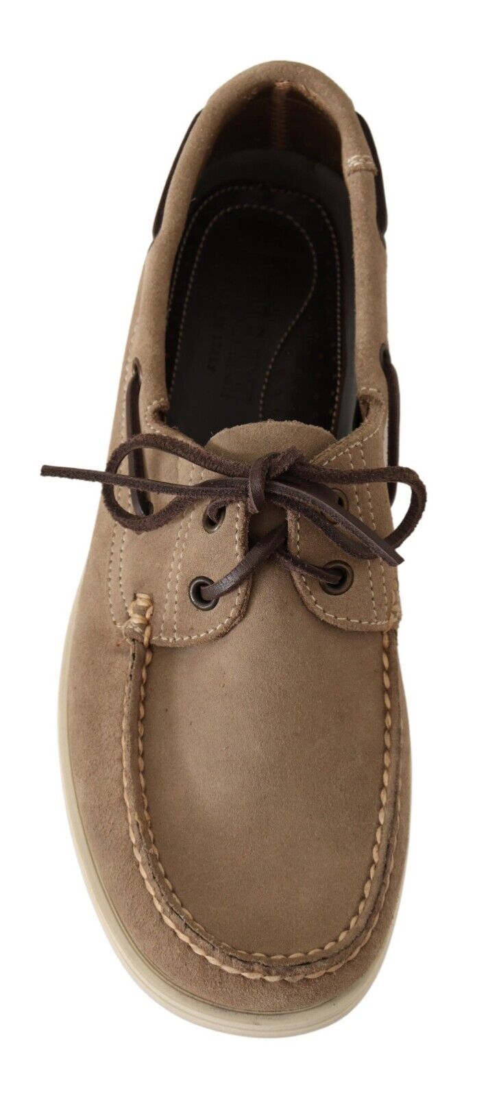 Pollini Beige Suede Low Top Mocassin Loafers Casual Men Shoes - Fizigo