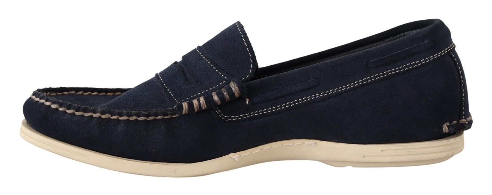 Pollini Blue Suede Low Top Mocassin Loafers Casual Men Shoes - Fizigo