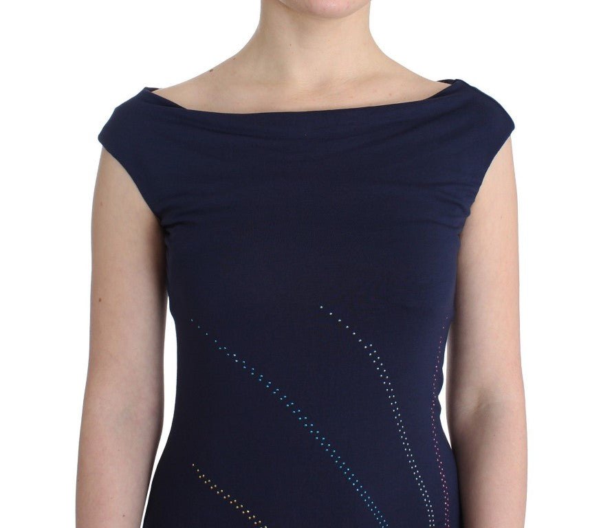 Roccobarocco Blue embellished sheath dress - Fizigo