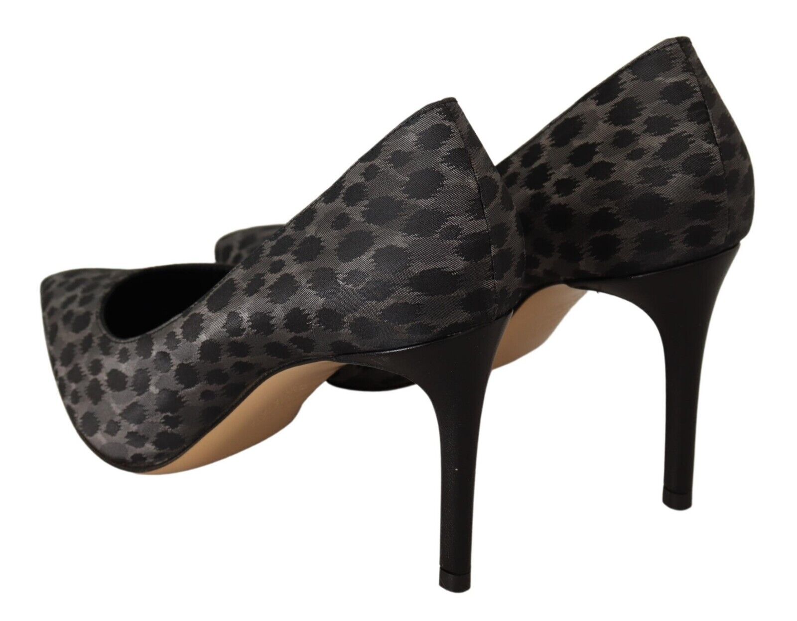 Sofia Black Leopard Leather Stiletto High Heels Pumps Shoes - Fizigo