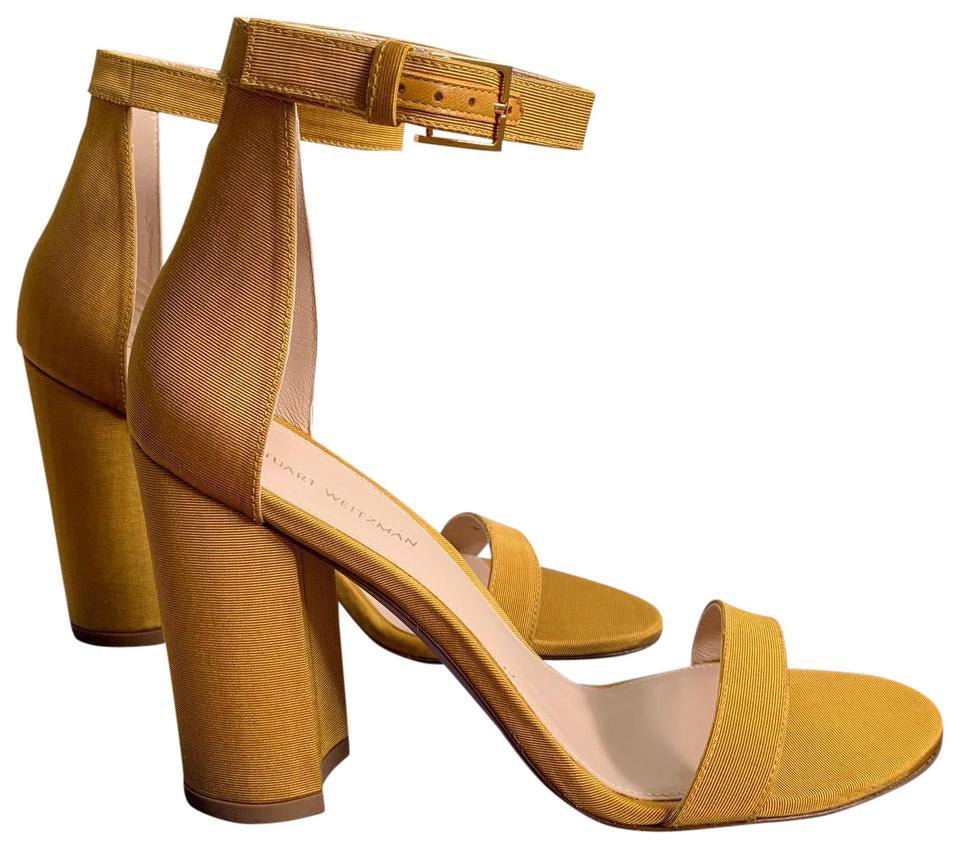 Stuart Weitzman Yellow Satin Sandal - Fizigo