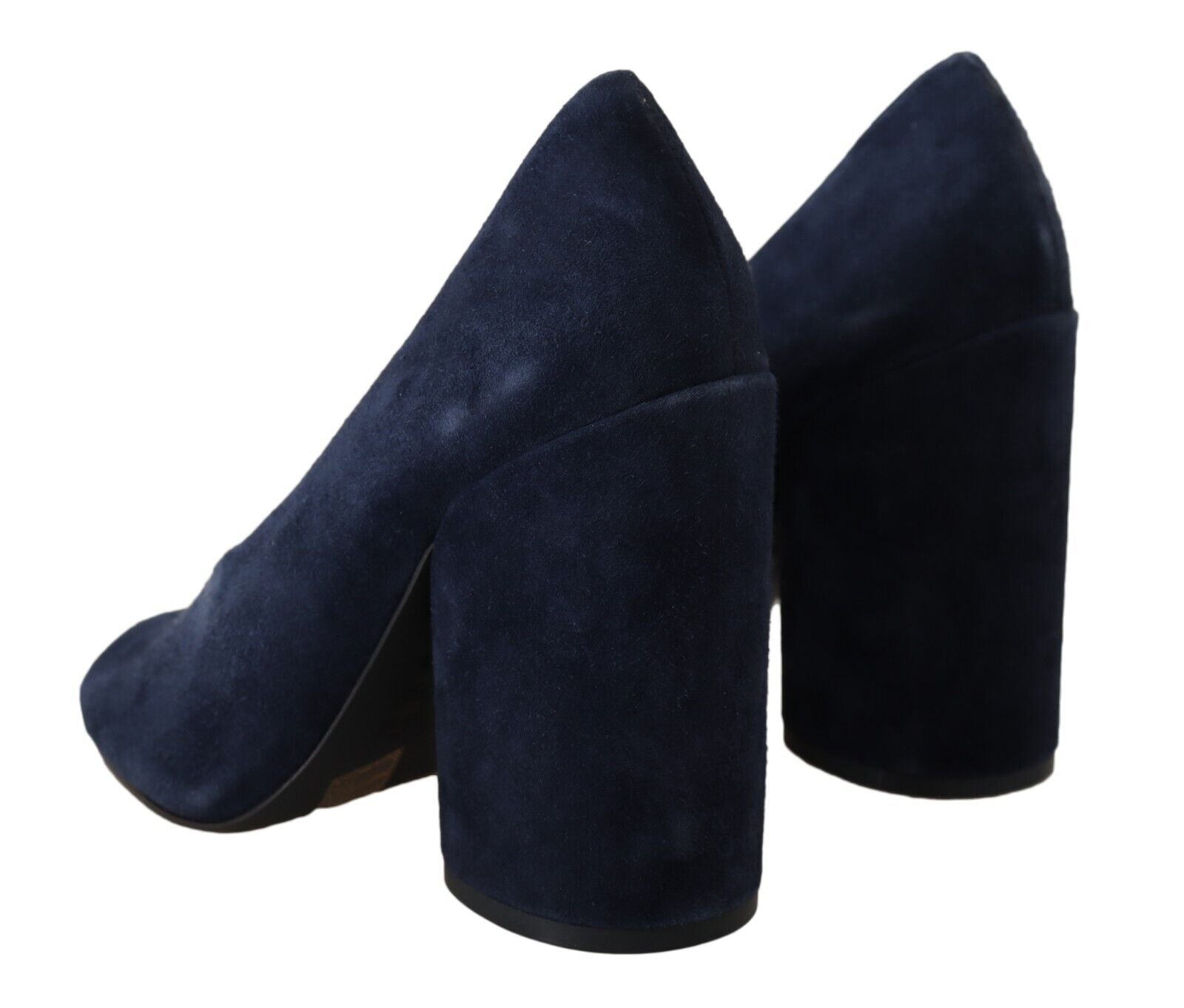 Tory Burch Navy Blue Suede Leather Block Heels Pumps Shoes - Fizigo