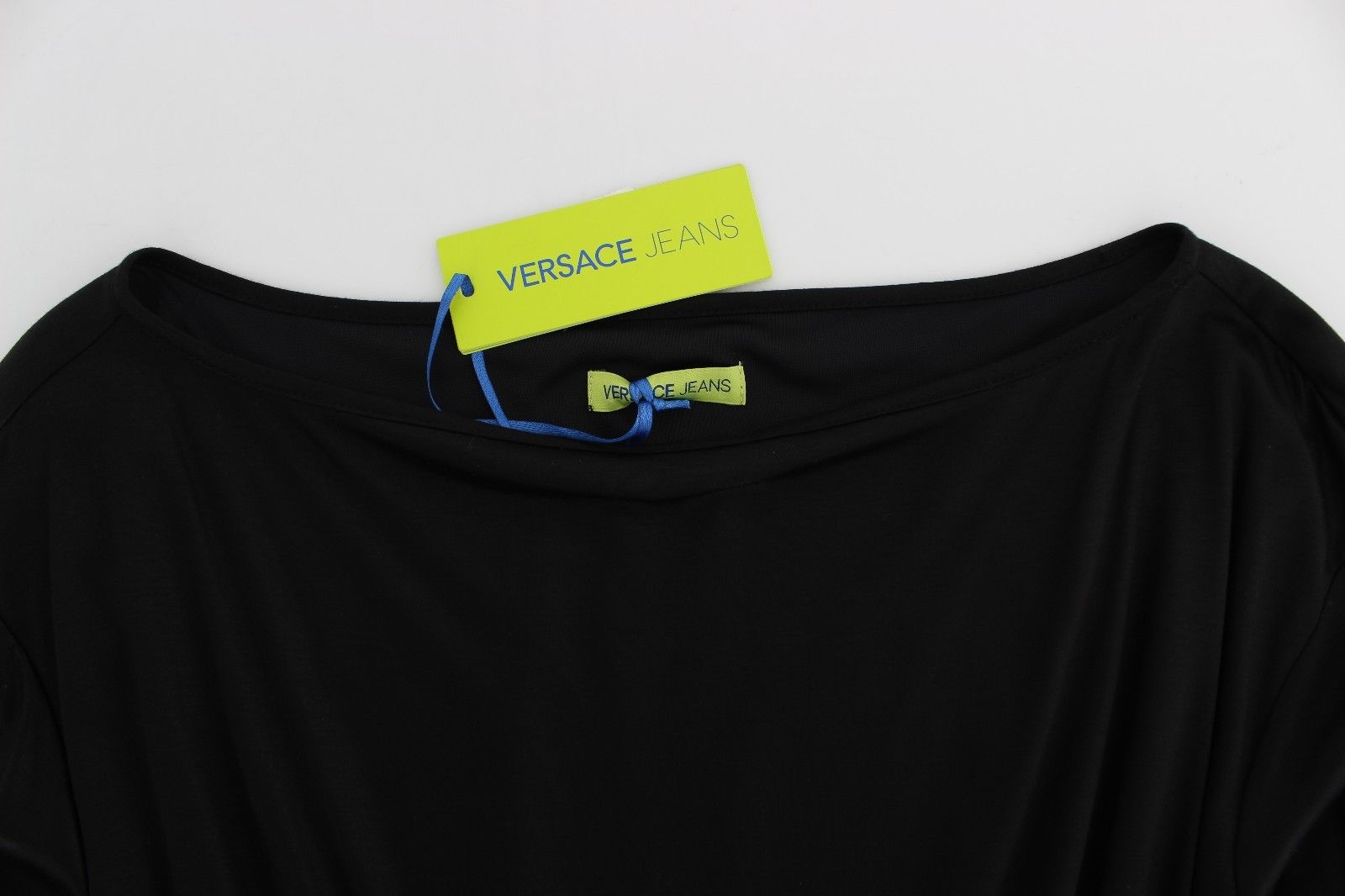 Versace Jeans Black Modal Silk Shift Knee Dress - Fizigo