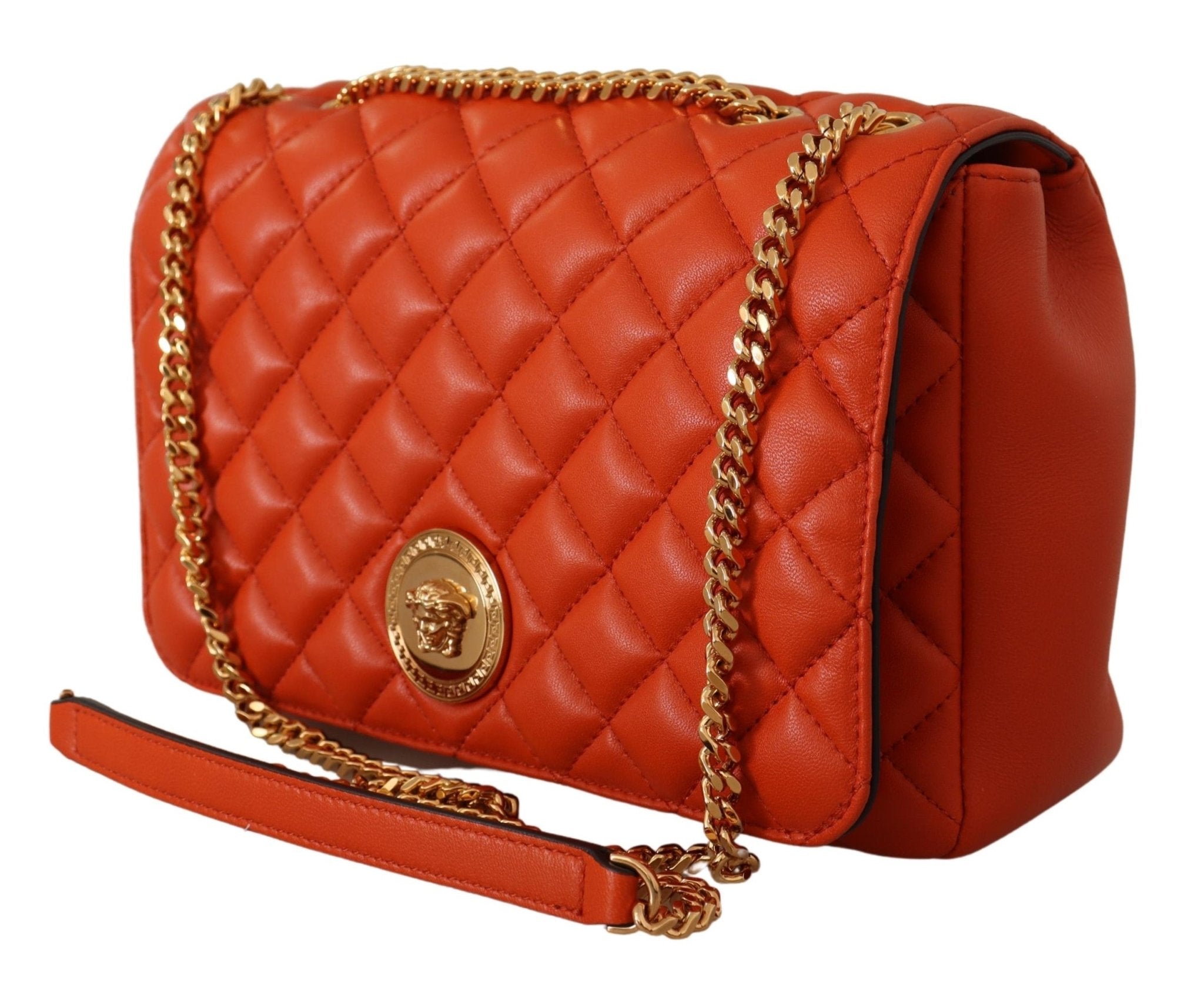 Versace Red Nappa Leather Medusa Shoulder Bag - Fizigo